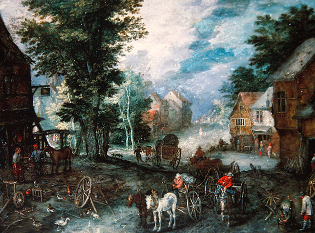 Detail of Entrance of a Village, 17th century by Jan the Elder Brueghel