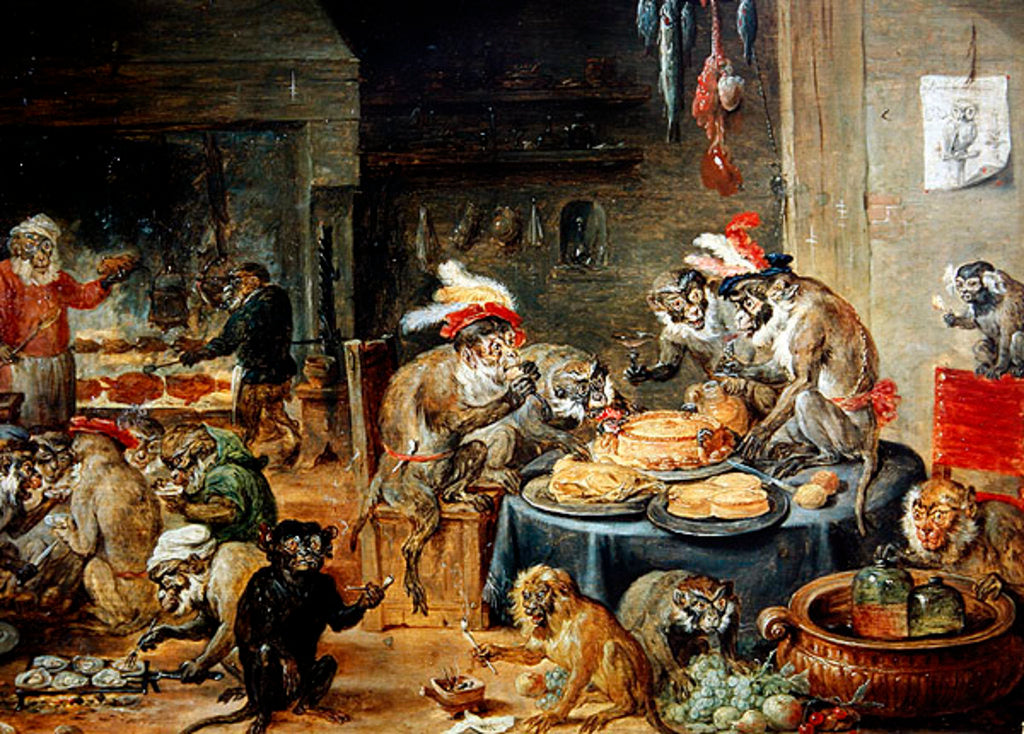 Detail of Monkey Banquet, 1810 by David the Younger Teniers