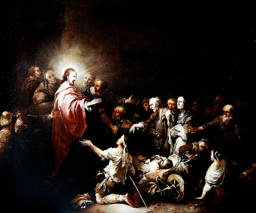 Detail of Jesus Blessing the Sick by Christian Wilhelm Ernst Dietrich