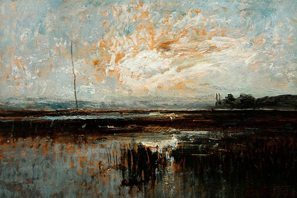 Detail of The pond of Aleva, Morestel by Auguste Francois Ravier