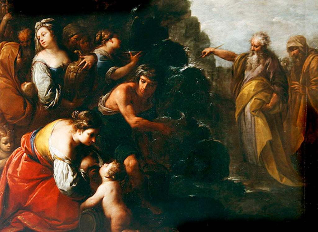 Detail of Moses striking water from the rock, 17th century by Giuseppe Nuvolone