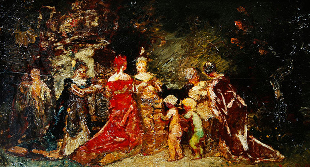 Detail of Gathering in a Park by Adolphe Joseph Thomas Monticelli