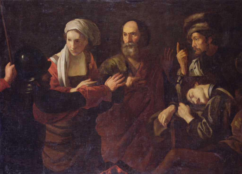 Detail of The Denial of St. Peter by Nicolas (after) Tournier