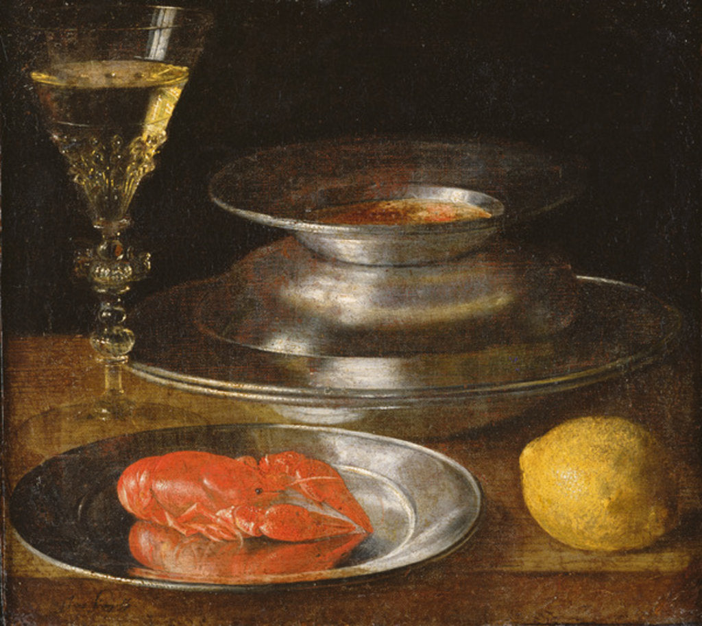Detail of Still life with lobster, c.1630 by Sebastian Stoskopff