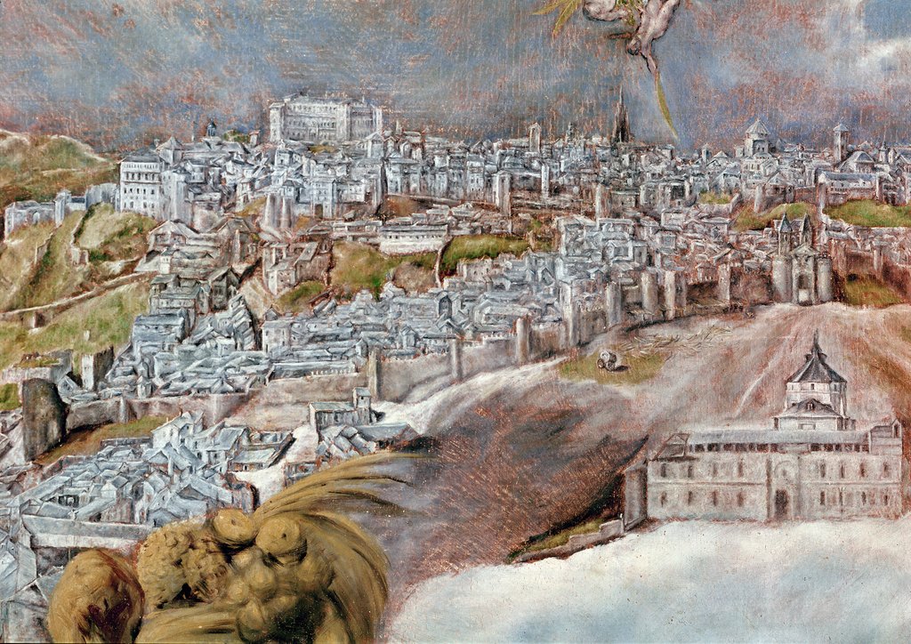 Detail of View and Map of the Town of Toledo, detail of the Tavera hospital, 1609 by El (1541-1614) Greco