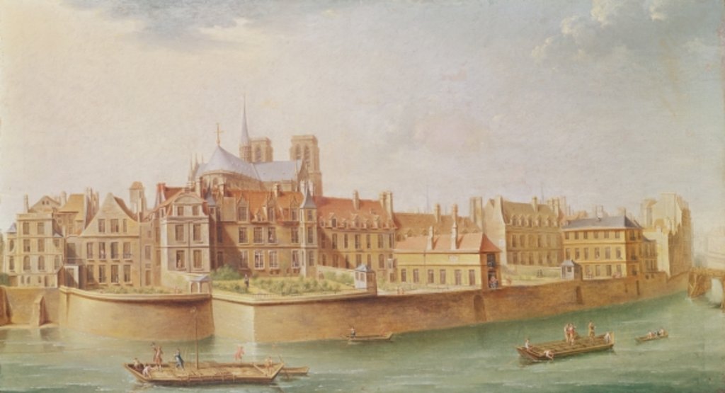 Detail of Houses in the Cloister of Notre-Dame, Paris by Nicolas Raguenet