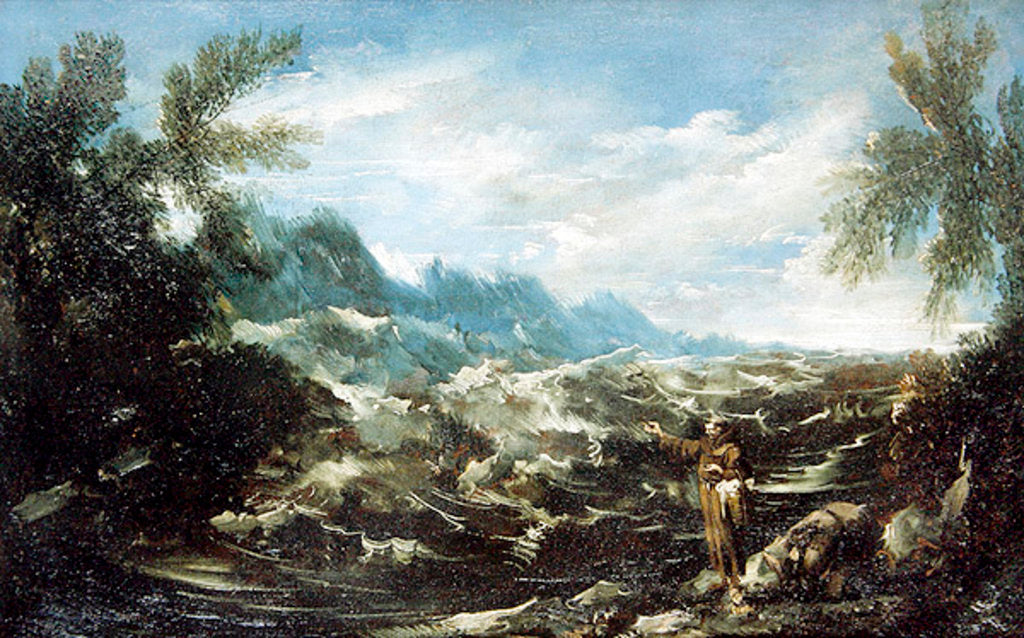 Detail of Saint Anthony of Padua preaching to the fishes at Rimini, c.1720-25 by Alessandro Magnasco