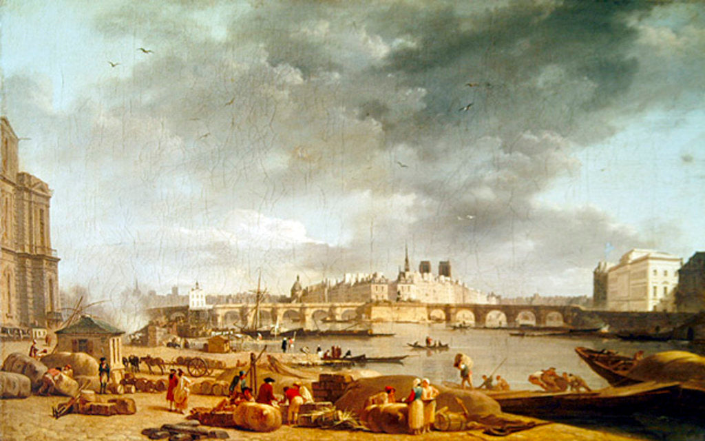 Detail of View of the tip of the Ile de la cite from the port Saint Nicolas in Paris, c.1780 by Alexandre Jean Noel