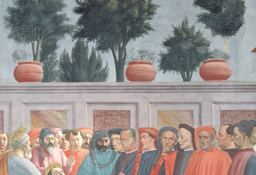 Detail of Heads of people below the background wall by T. & Lippi F. (1457/8-1504) Masaccio