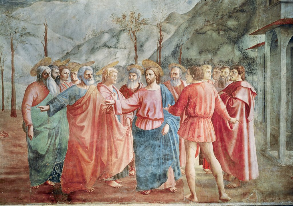 Detail of Detail of Christ and his disciples by Tommaso Masaccio