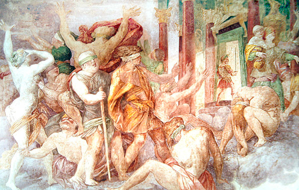 Detail of Francis I drives out the Vices and enters the Temple of Jupiter, c.1522-40 by Giovanni Battista Rosso Fiorentino