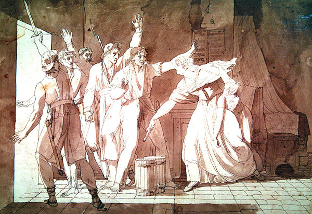 Detail of Heroism of a woman facing Vendean robbers having gained control of Saint-Mithier, 1793 by French School