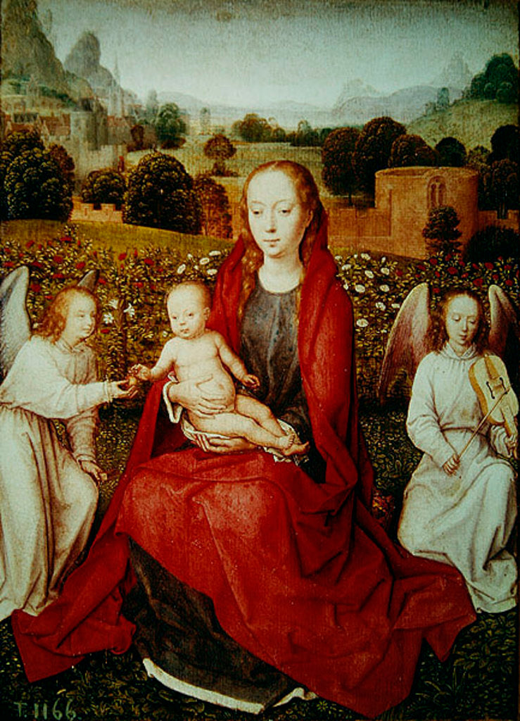 Detail of Virgin and Child between two angels, c.1480s by Hans Memling