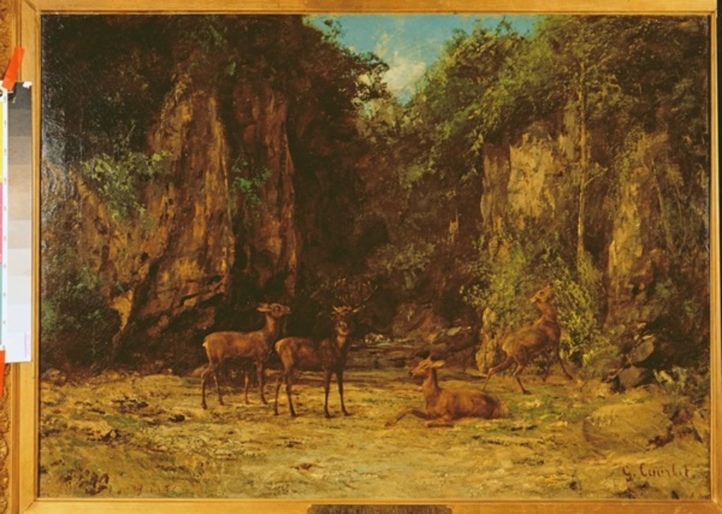 Detail of Herd of Red Deer at Dusk by Gustave Courbet