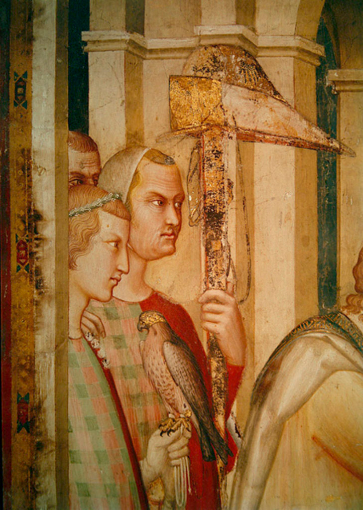 Detail of Detail of a falconer from the life of St. Martin, c.1326 by Simone Martini