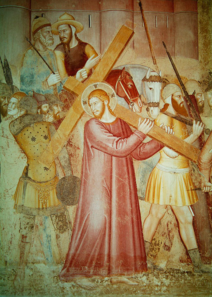 Detail of The Road to calvary, detail of Christ carrying the cross, c.1365 by Andrea di Bonaiuto (fl.1343-77)