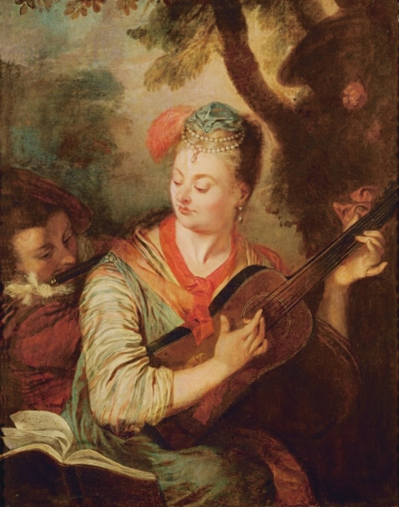 Detail of The Guitar Player by Philippe Mercier