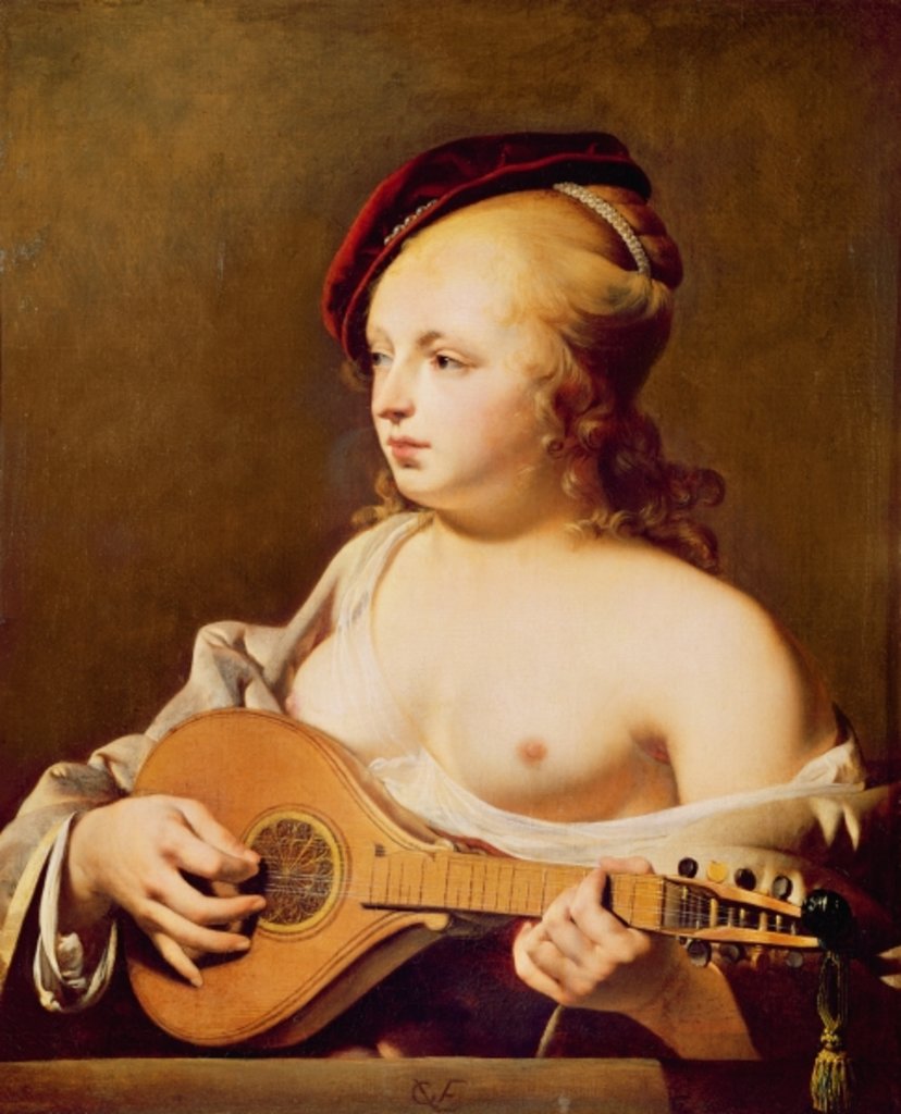 Detail of The Cittern Player by Cesar Boetius van Everdingen