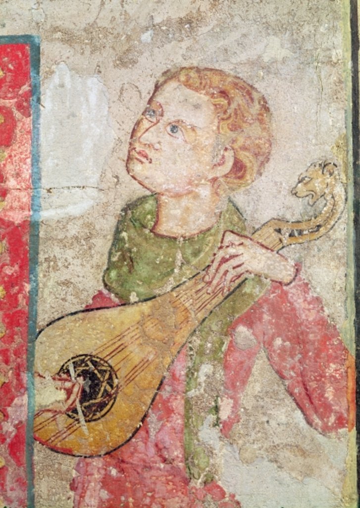 Detail of The Females Saints at the Tomb and the Resurrection, detail of the Mandore Player, 1330 by Juan Oliver