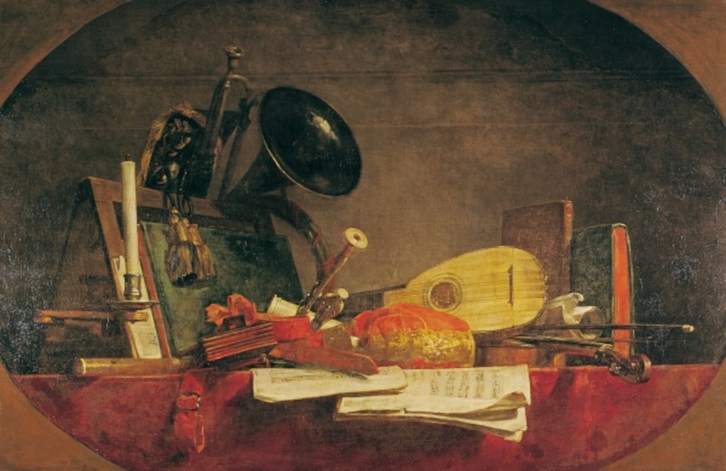 Detail of The Attributes of Music, 1765 by Jean-Baptiste Simeon Chardin