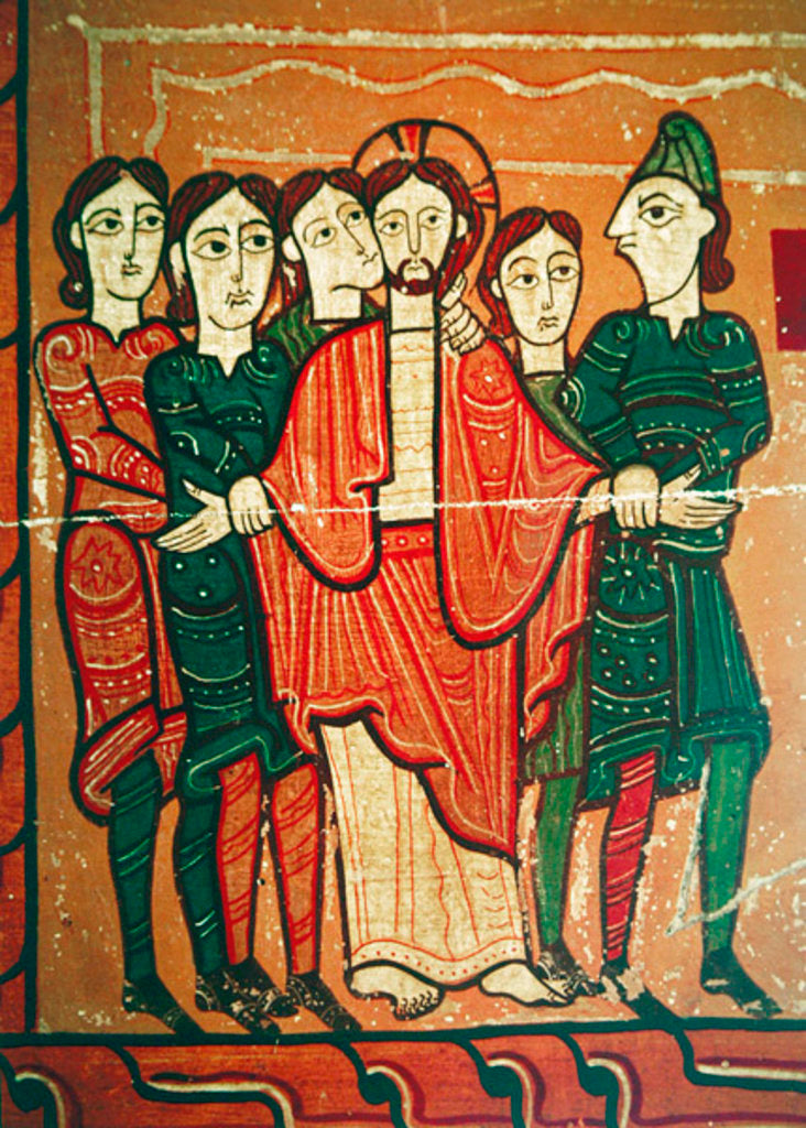 Detail of Altarpiece panel showing Christ's Arrest by Spanish School