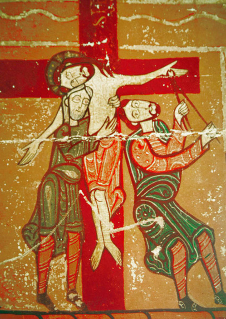 Detail of Altarpiece panel showing the Deposition by Spanish School