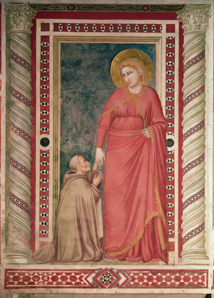 Detail of Bishop Pontano kneeling before St. Mary Magdalene, Magdalene Chapel, c.1320 by Giotto