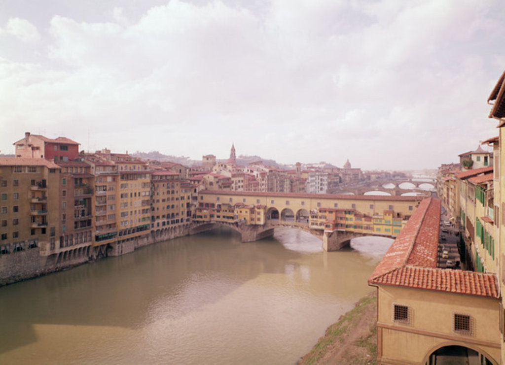 Detail of View of the Arno and the Ponte Vecchio by Anonymous