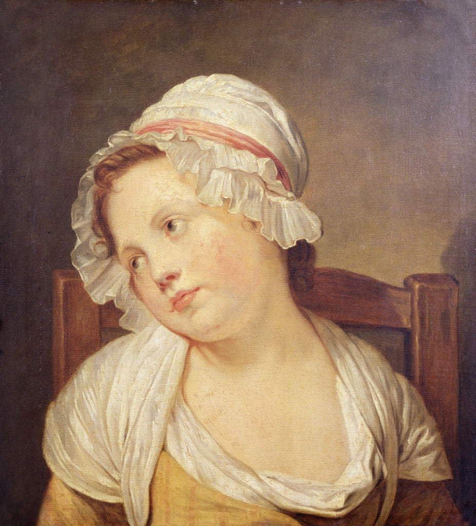 Detail of Young Girl in a White Bonnet by Jean Baptiste Greuze