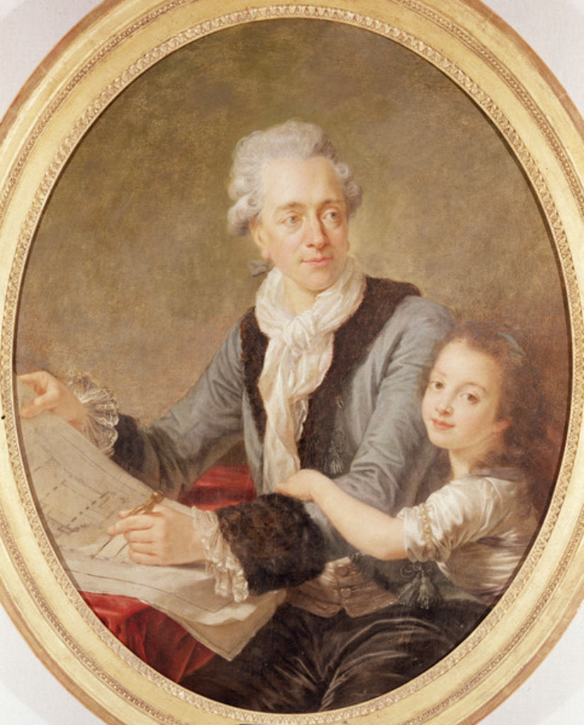 Detail of Portrait of the architect Ledoux and his daughter by French School