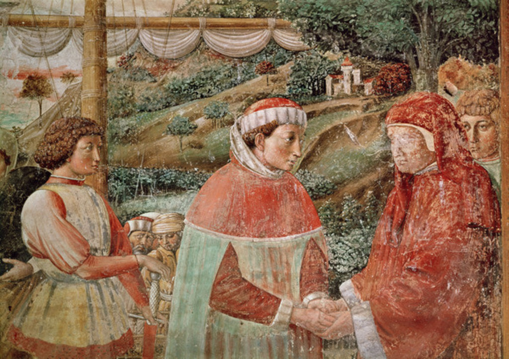Detail of St. Augustine leaving his mother St. Monica and embarking for Italy by Benozzo di Lese di Sandro Gozzoli