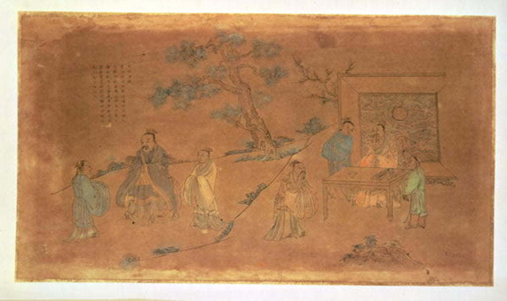 Detail of Scene from the life of Confucius and his disciples, Qing Dynasty by School Chinese