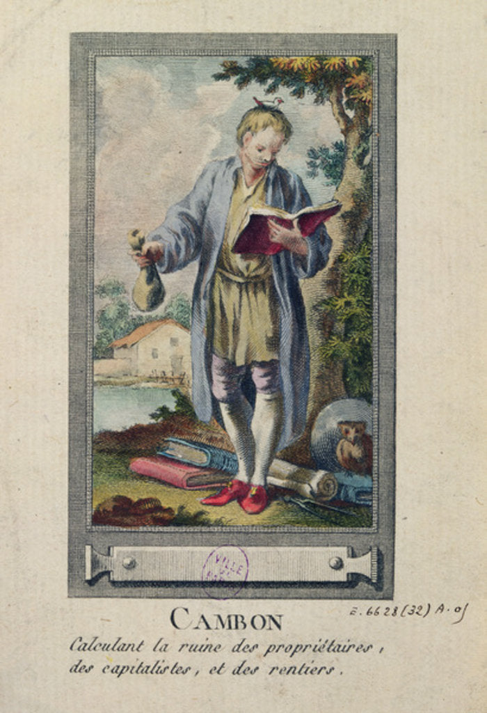 Detail of Caricature of Cambon calculating the ruin of the proprietors, the capitalists and the rentiers by French School