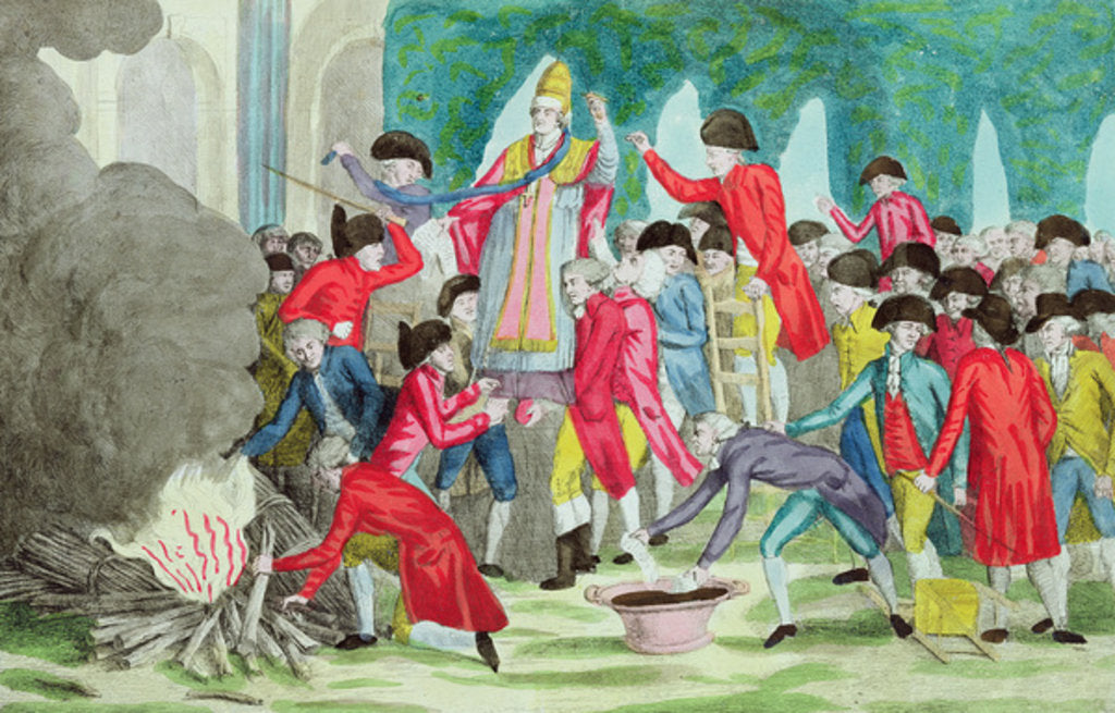 Detail of The burning of the effigy of Pope Puis VI in the garden of the Palais Royal, 6th April 1791 by French School