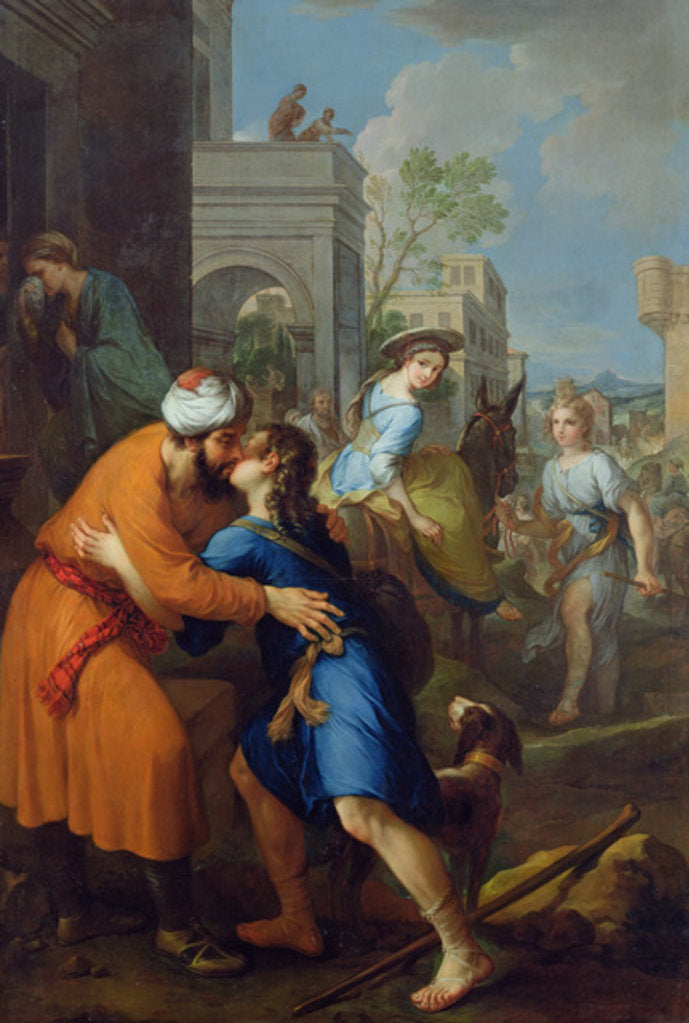 Detail of Tobias bidding farewell to his father-in-law, Raguel by Pierre Parrocel