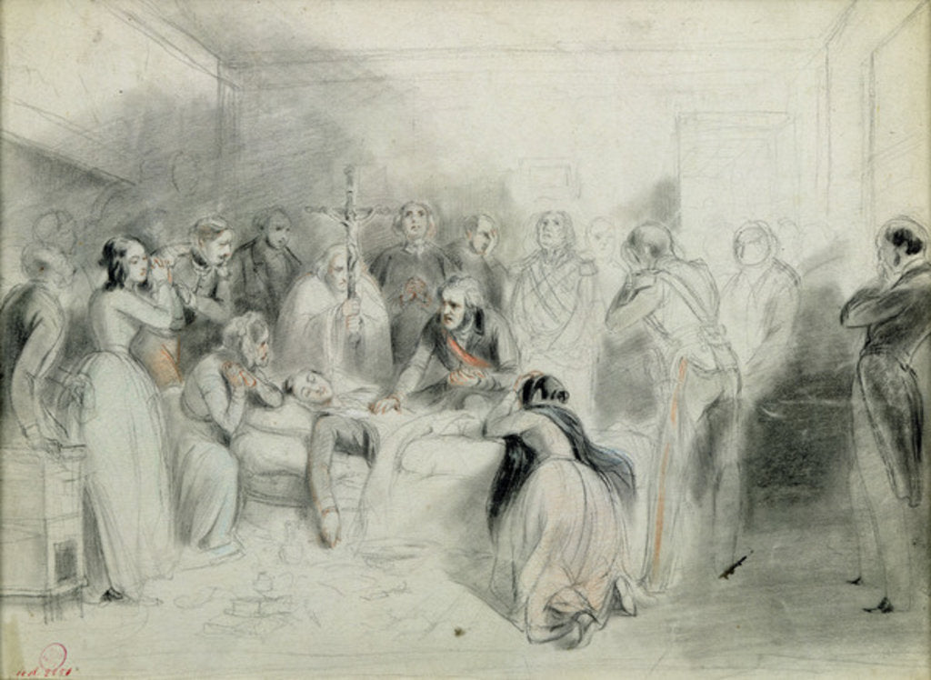 Detail of The final moments of the Duke of Orleans after the accident at Neuilly, 13th July 1842 by A Provost