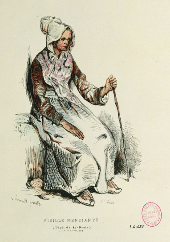 Detail of Old beggarwoman by Henri Bonaventure Monnier
