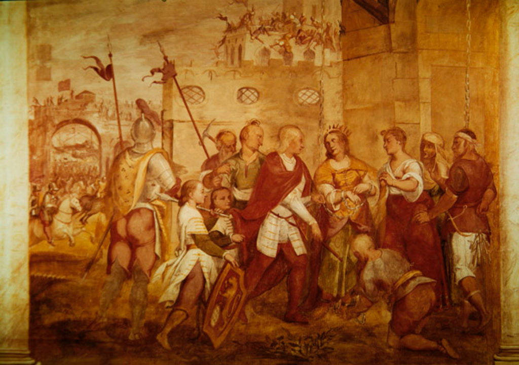 Detail of Jacopo Barbarigo freeing Queen Margaret of Hungary from the Turks in 1426 by Antonio Vassilacchi