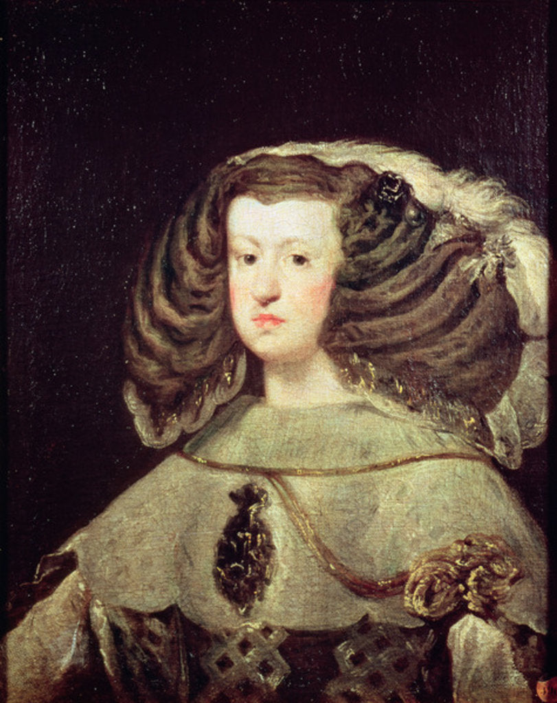 Detail of Queen Mariana of Austria by Diego Rodriguez de Silva y Velazquez