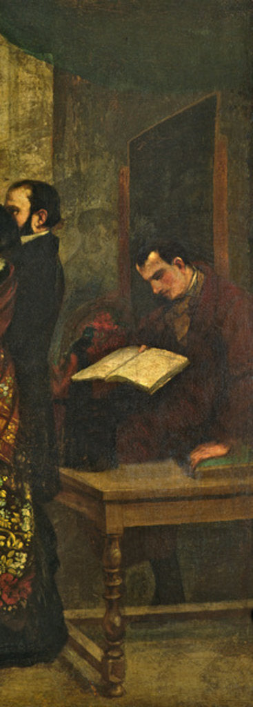 Detail of Baudelaire reading a book by Gustave Courbet