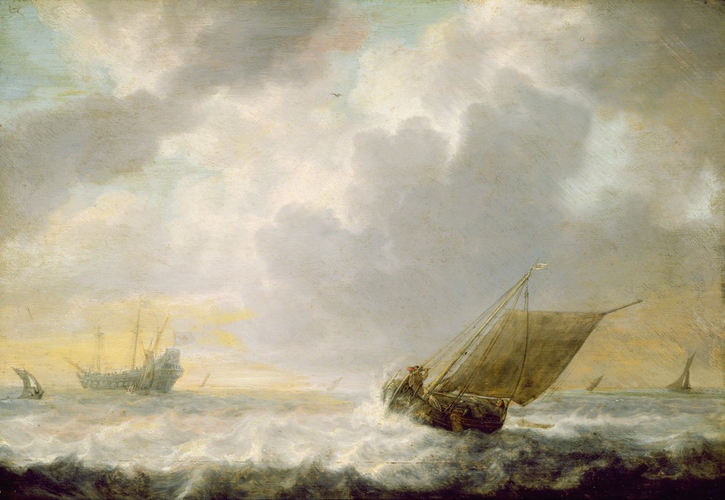 Detail of Seascape, c.1650 by Simon Jacobsz. Vlieger