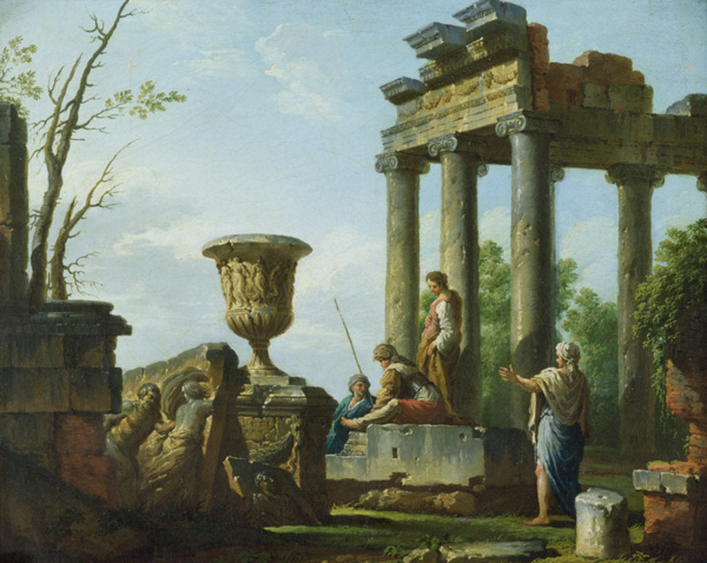 Detail of Architectural ruins, c.1715 by Giovanni Paolo Pannini or Panini