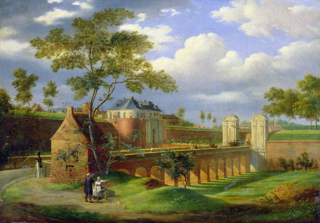 Detail of View of the Porte de Valenciennes in Douai, 1823 by Joseph Louis Leborne
