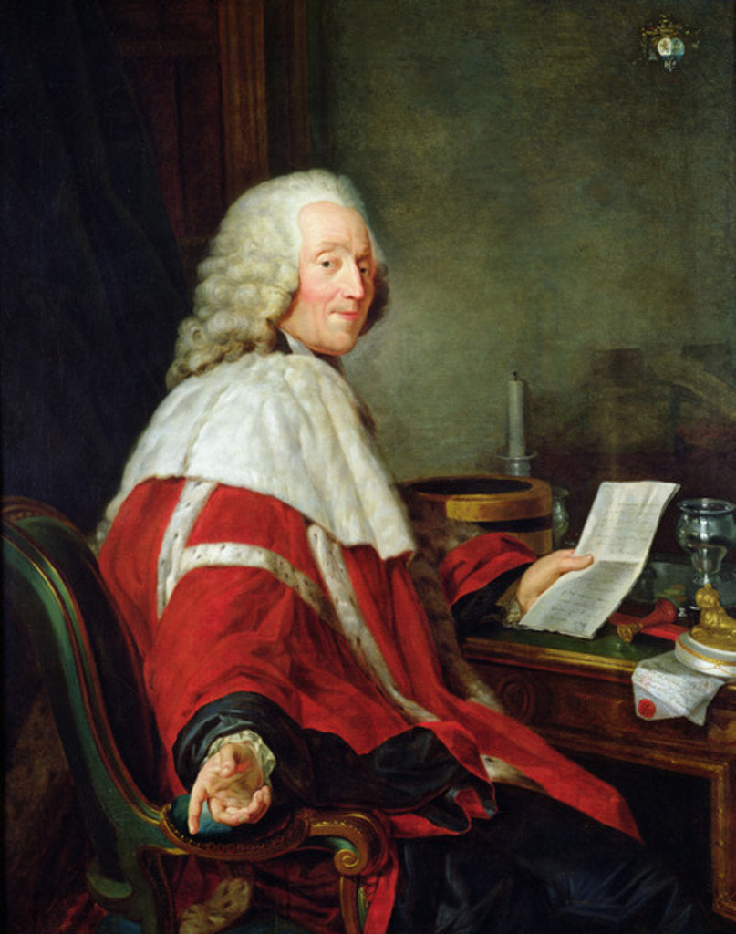 Detail of Monsieur de Calonne, First President of the Parliament of Flanders in Douai, 1790 by Laurent Dabos