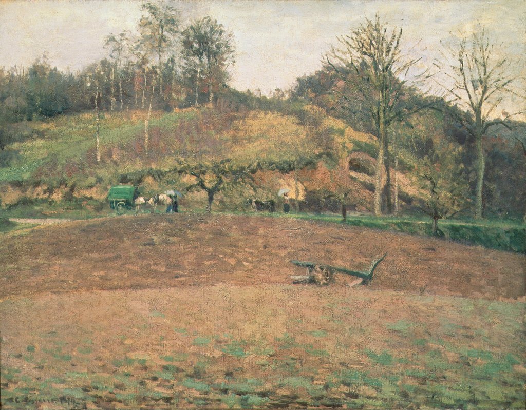 Detail of Ploughland, 1874 by Camille Pissarro