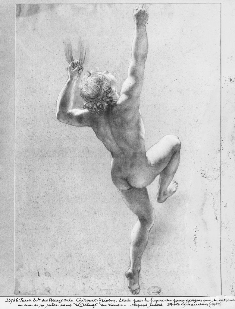 Detail of Flood scene, study of the naked young boy by Anne Louis Girodet de Roucy-Trioson