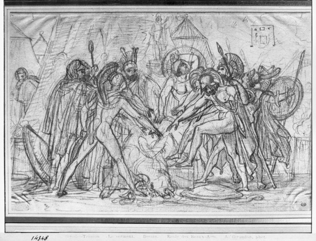 Detail of Seven chiefs taking an oath in front of Thebes by Anne Louis Girodet de Roucy-Trioson