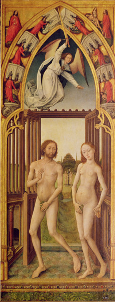 Detail of Redemption Triptych; left hand panel showing the expulsion of Adam and Eve from Paradise, c.1460 , c.1460 by Vrancke van der Stockt