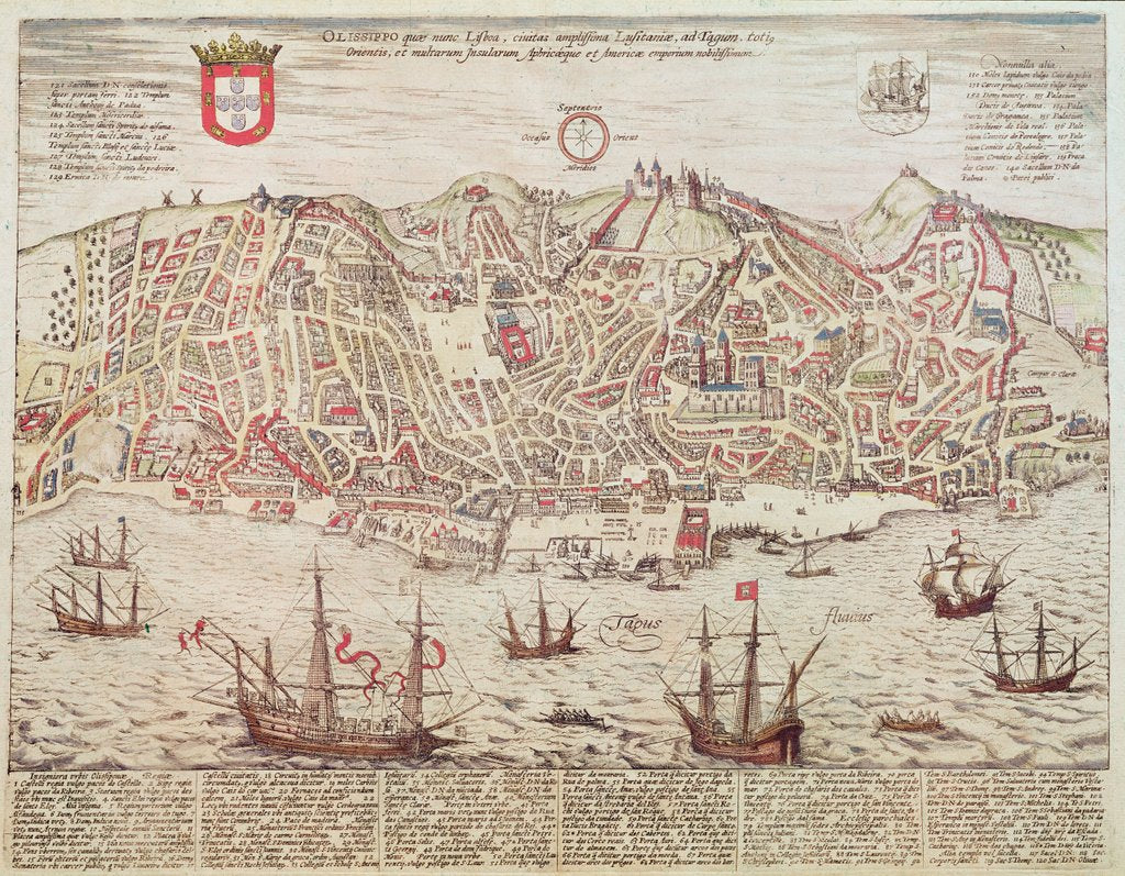 Detail of Panorama of Lisbon, 1572 by Portuguese School