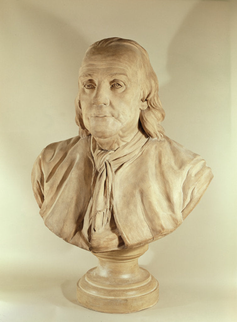 Detail of Bust of Benjamin Franklin by Jean-Jacques Caffieri
